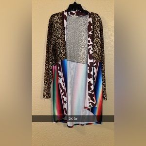 Plus size Duster cowprint/serape/leopard